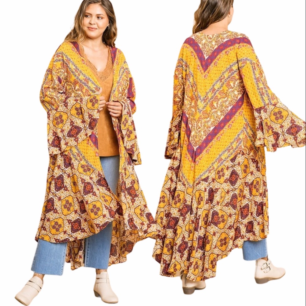 LAST 1 NWT Gypsy Boho Duster Kimono Umgee XL 1X - Picture 3 of 7